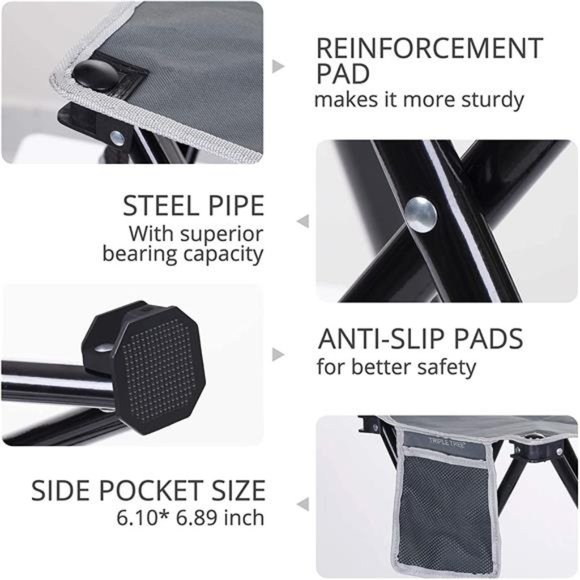 2 Pack Camping Stool,13.8 Inch Portable Folding Stool for Outdoor Walking Hiking - Picture 3 of 6